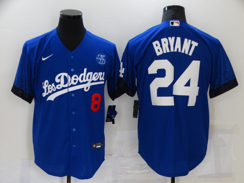 Men's Los Angeles Dodgers Kobe Bryant #8-24 Blue Stitched Jersey